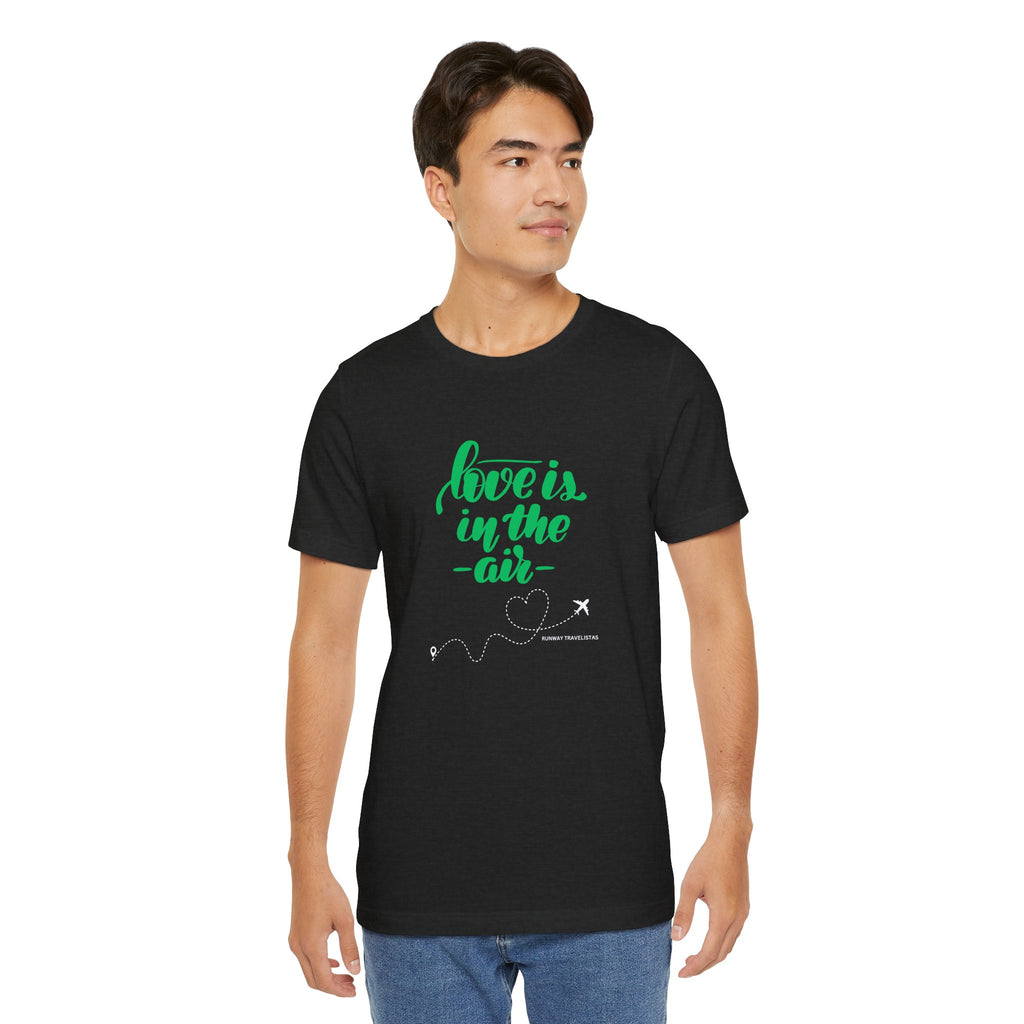 Love Is in the Air Unisex Tee — Romantic Travel Plane Heart T‑Shirt