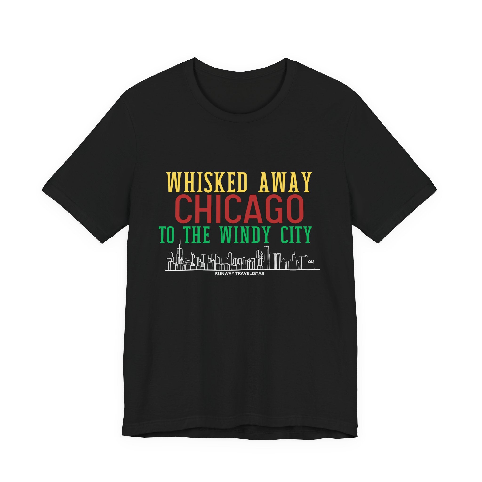 Chicago Skyline Unisex T-Shirt — "Whisked Away to the Windy City" Vintage Travel Tee