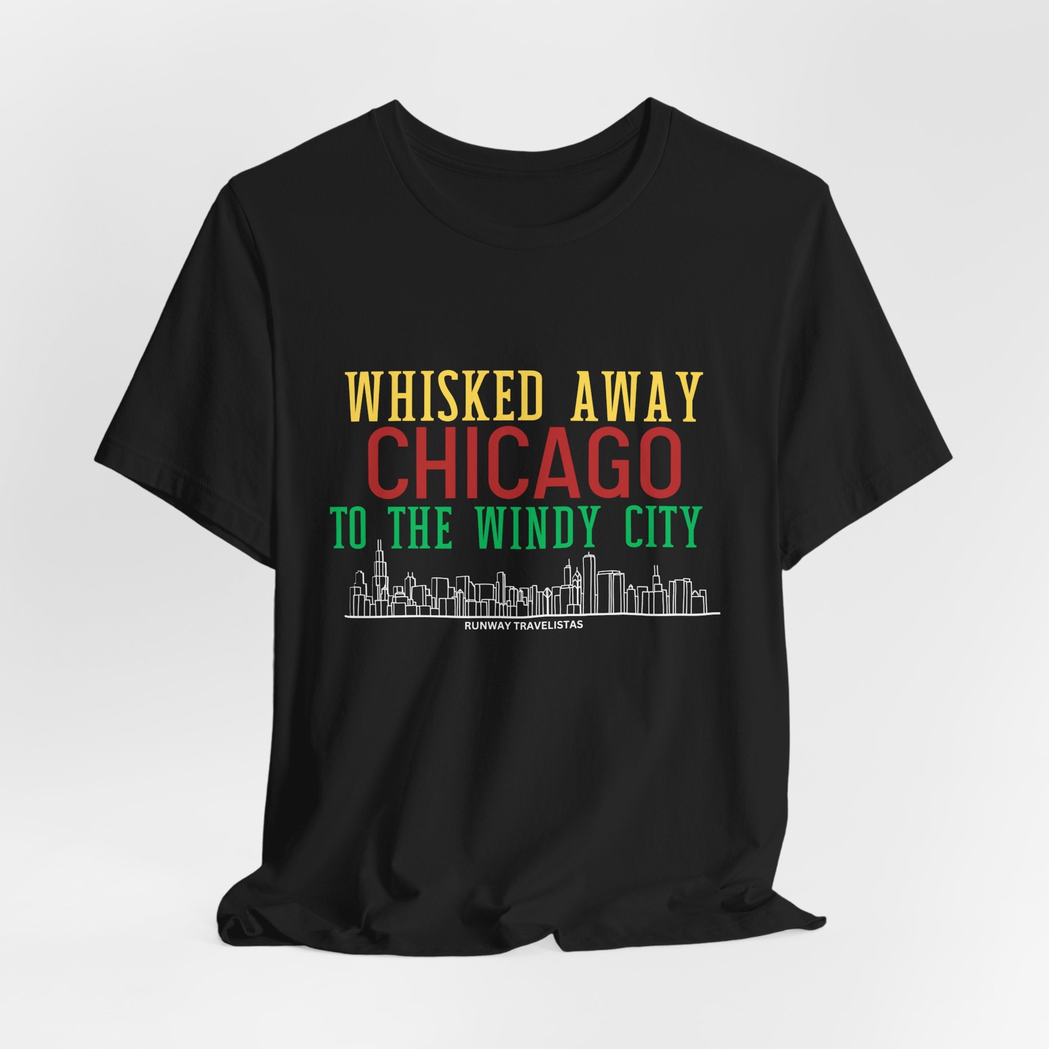 Chicago Skyline Unisex T-Shirt — "Whisked Away to the Windy City" Vintage Travel Tee