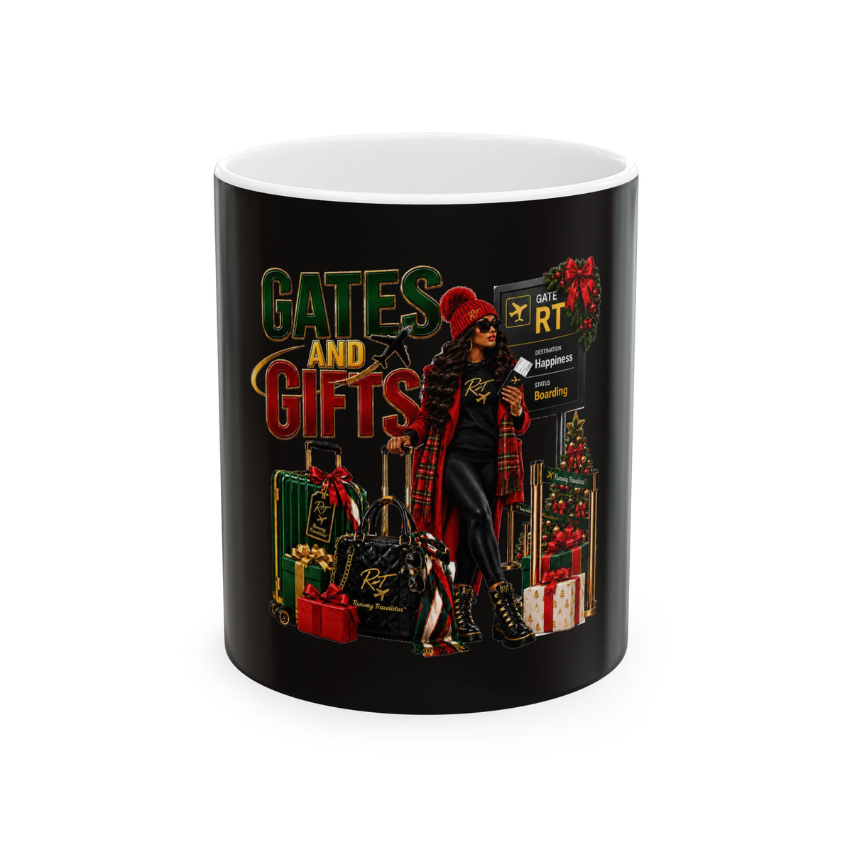 Gates and Gifts Christmas Mug — Holiday Shopping Retro Style 11oz