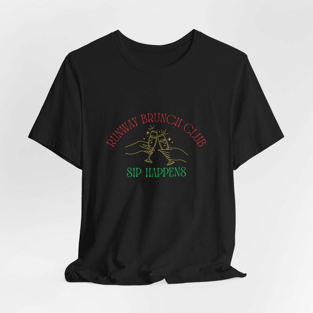 Brunch Club Brand Color Unisex T-Shirt - "Sip Happens" Graphic Tee