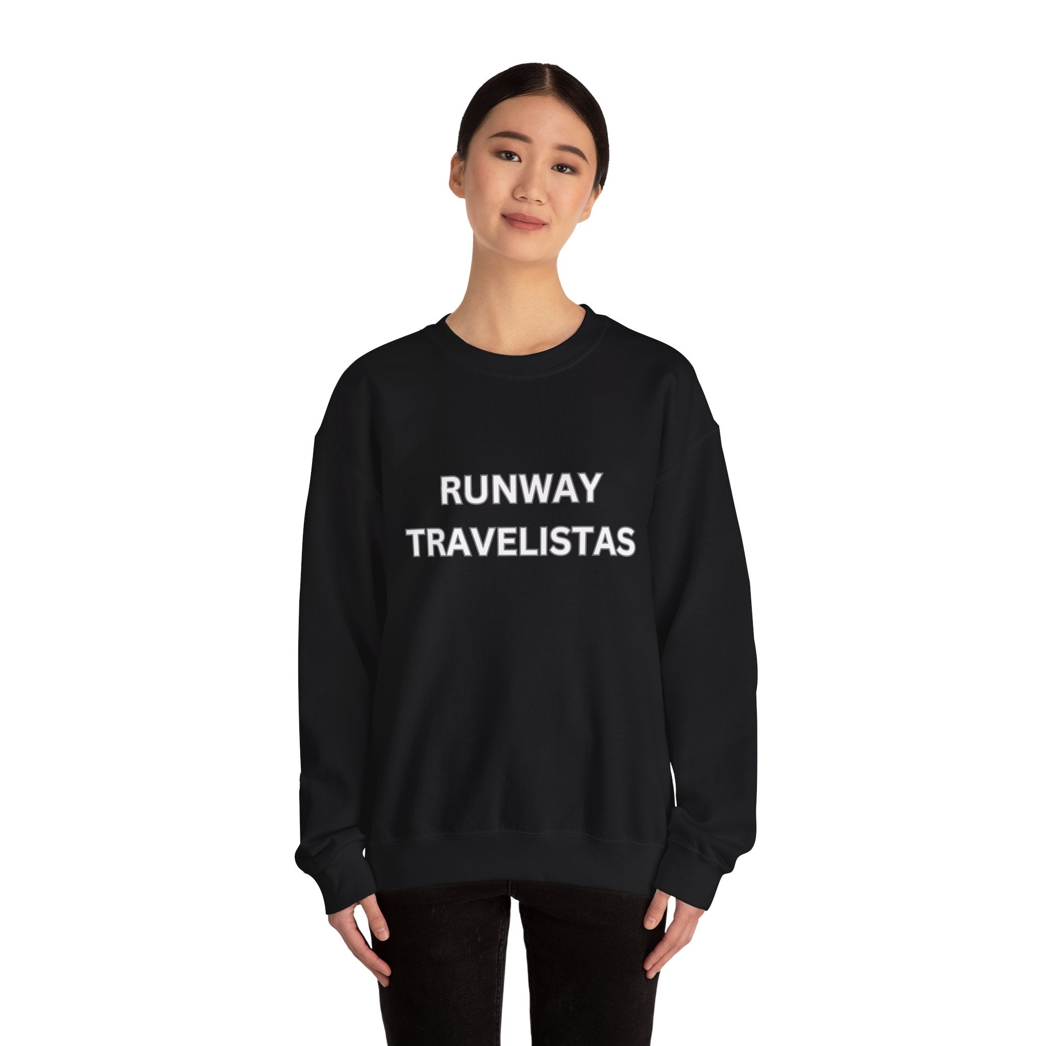 Runway Travelistas Solid Lettering Unisex Crewneck Sweatshirt