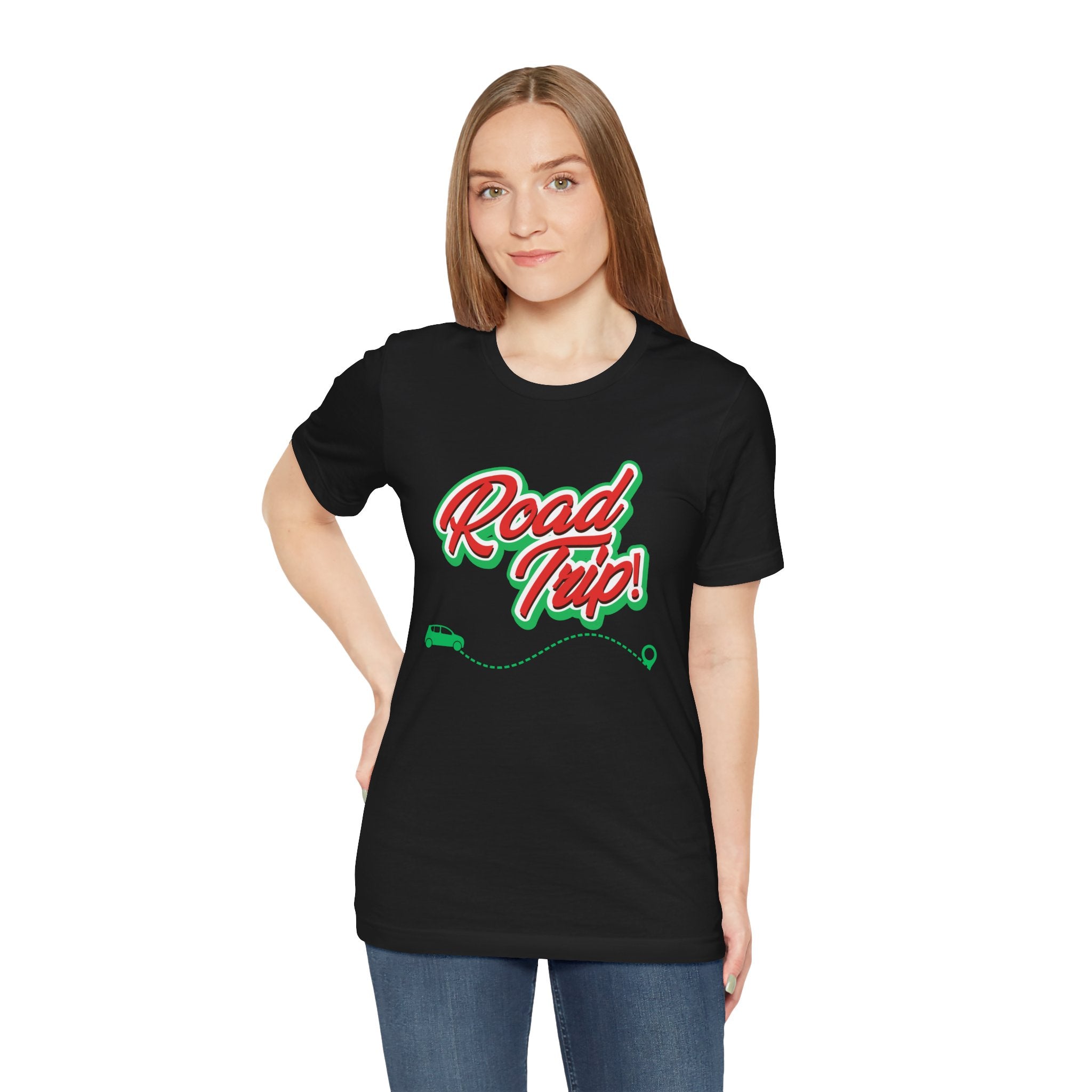 Road Trip Unisex T-Shirt — Retro Green & Red Car Travel Tee