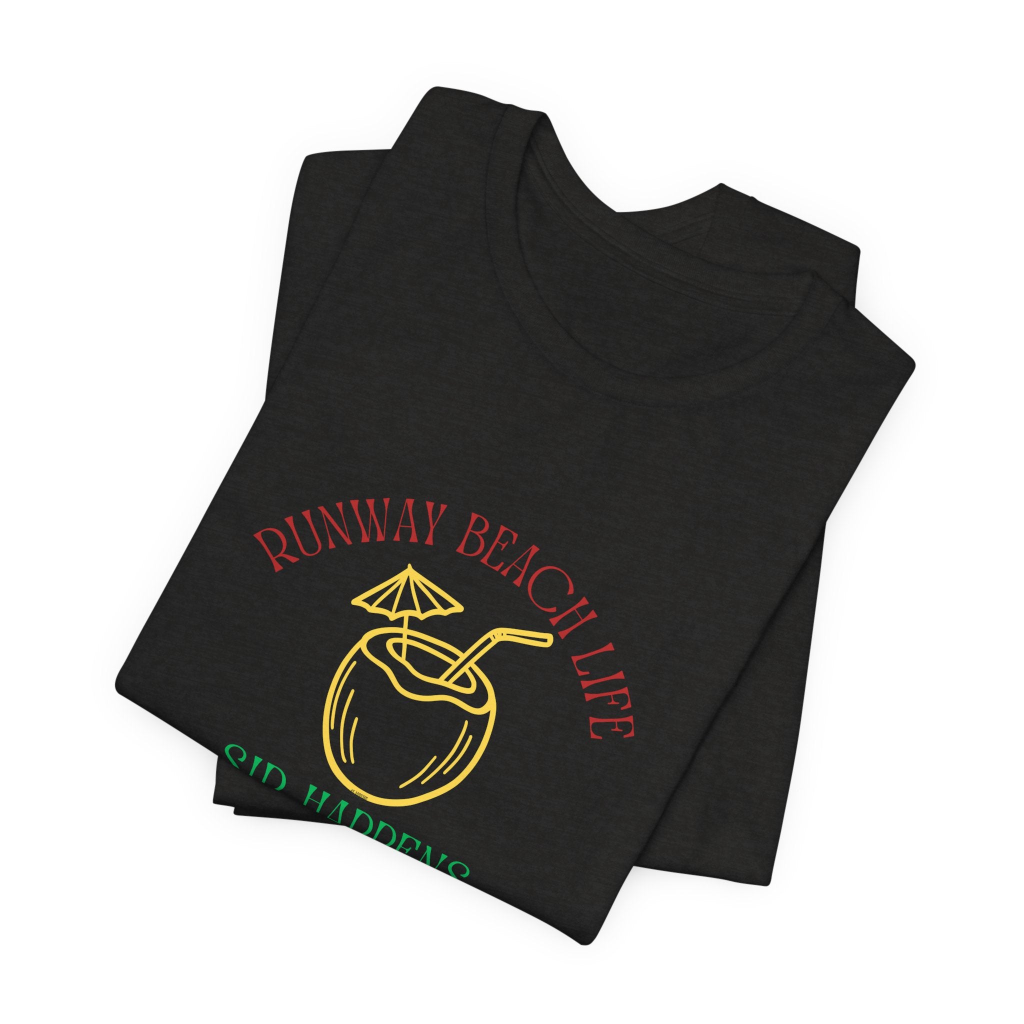 Runway Beach Life Brand Color Unisex Tee — “Sip Happens” Tropical Cocktail Shirt
