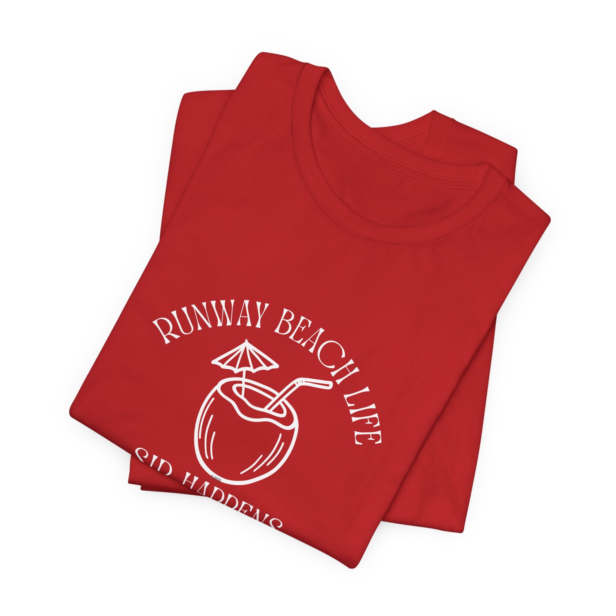 Runway Beach Life Unisex Tee – “Sip Happens” Coconut Cocktail Shirt