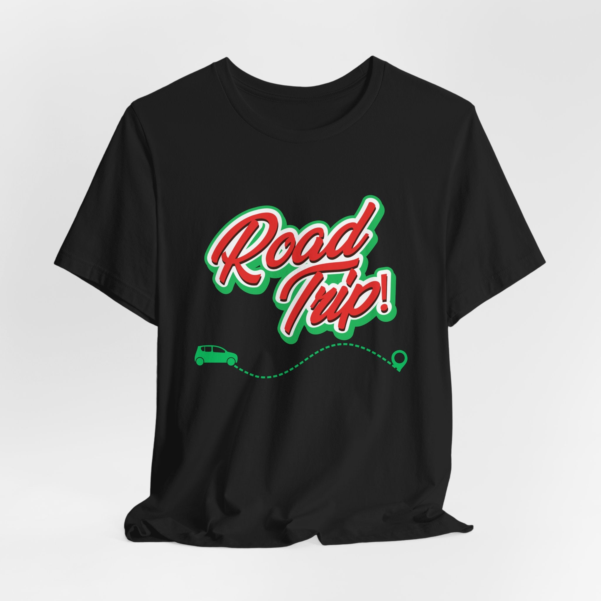 Road Trip Unisex T-Shirt — Retro Green & Red Car Travel Tee