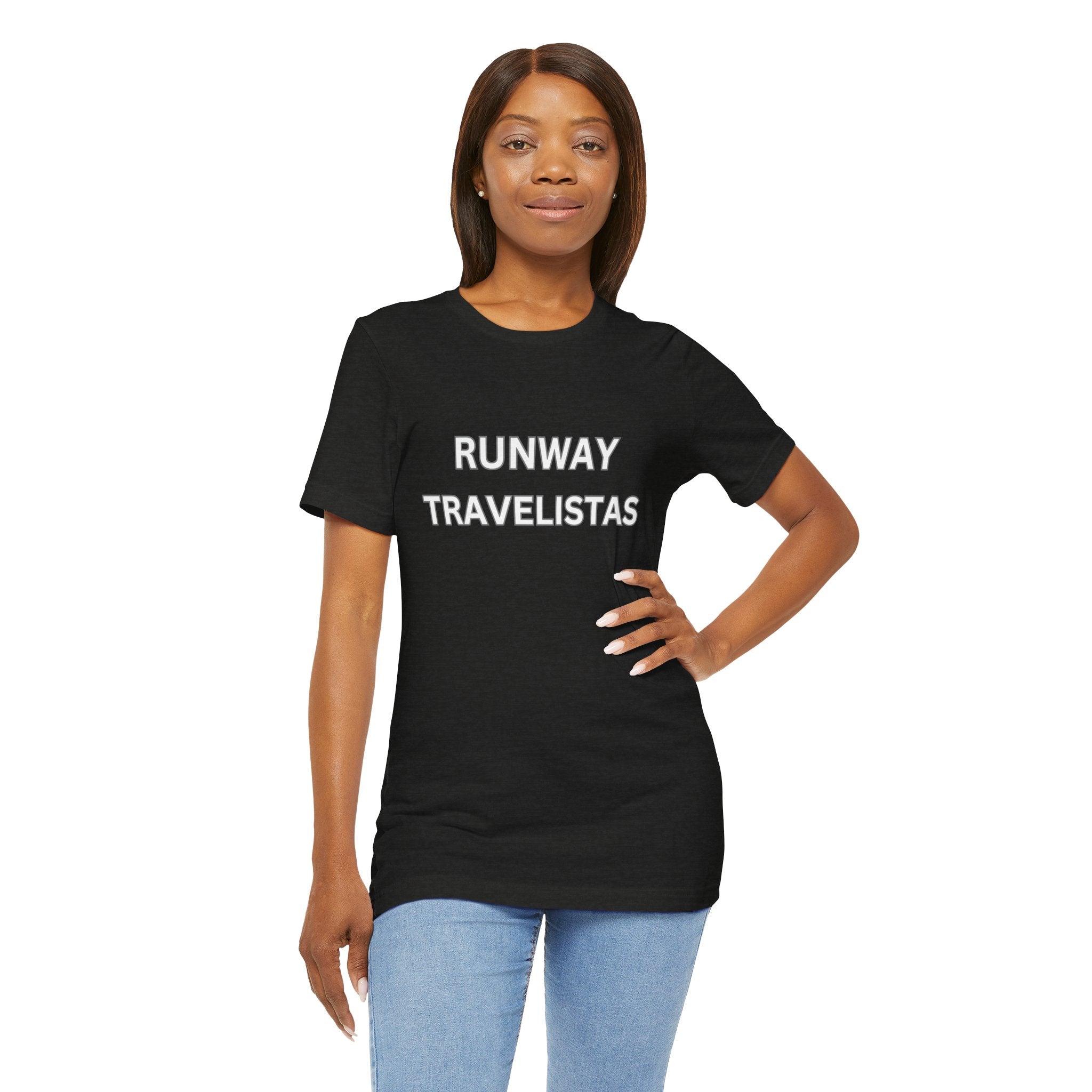 Runway Travelistas Solid Lettering Unisex T-Shirt — Bold Graphic Tee for Fashion & Travel Lovers