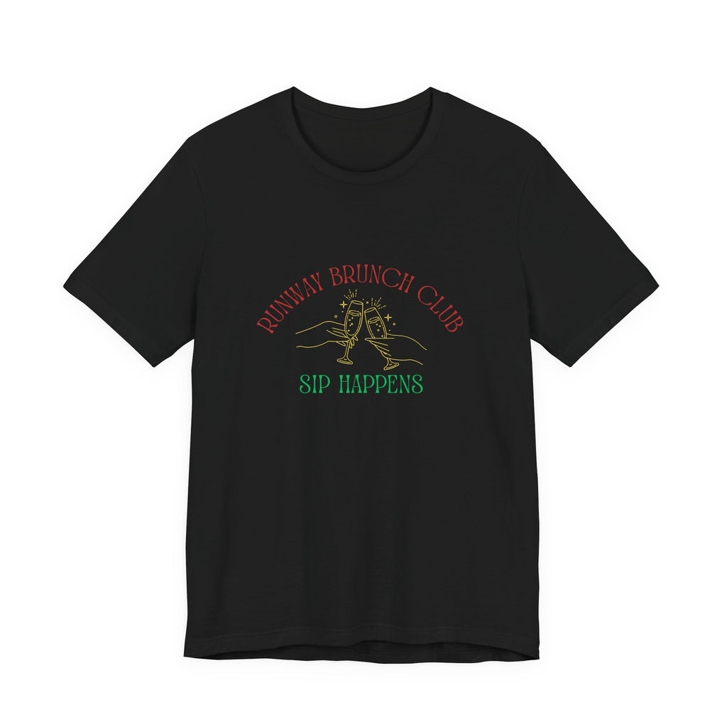 Brunch Club Brand Color Unisex T-Shirt - "Sip Happens" Graphic Tee