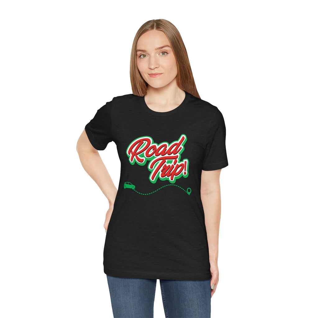 Road Trip Unisex T-Shirt — Retro Green & Red Car Travel Tee