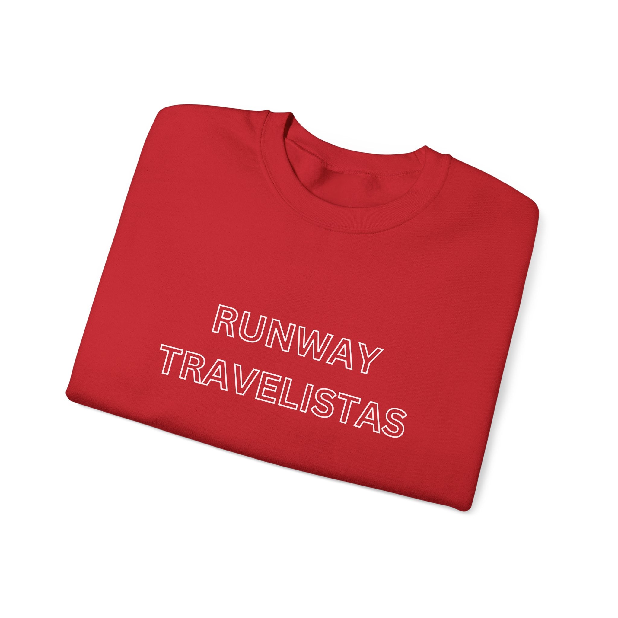 Hollowed Lettering Crewneck Unisex Sweatshirt — "Runway Travelistas" Minimal Travel Crewneck for Fashion-Forward Travelers