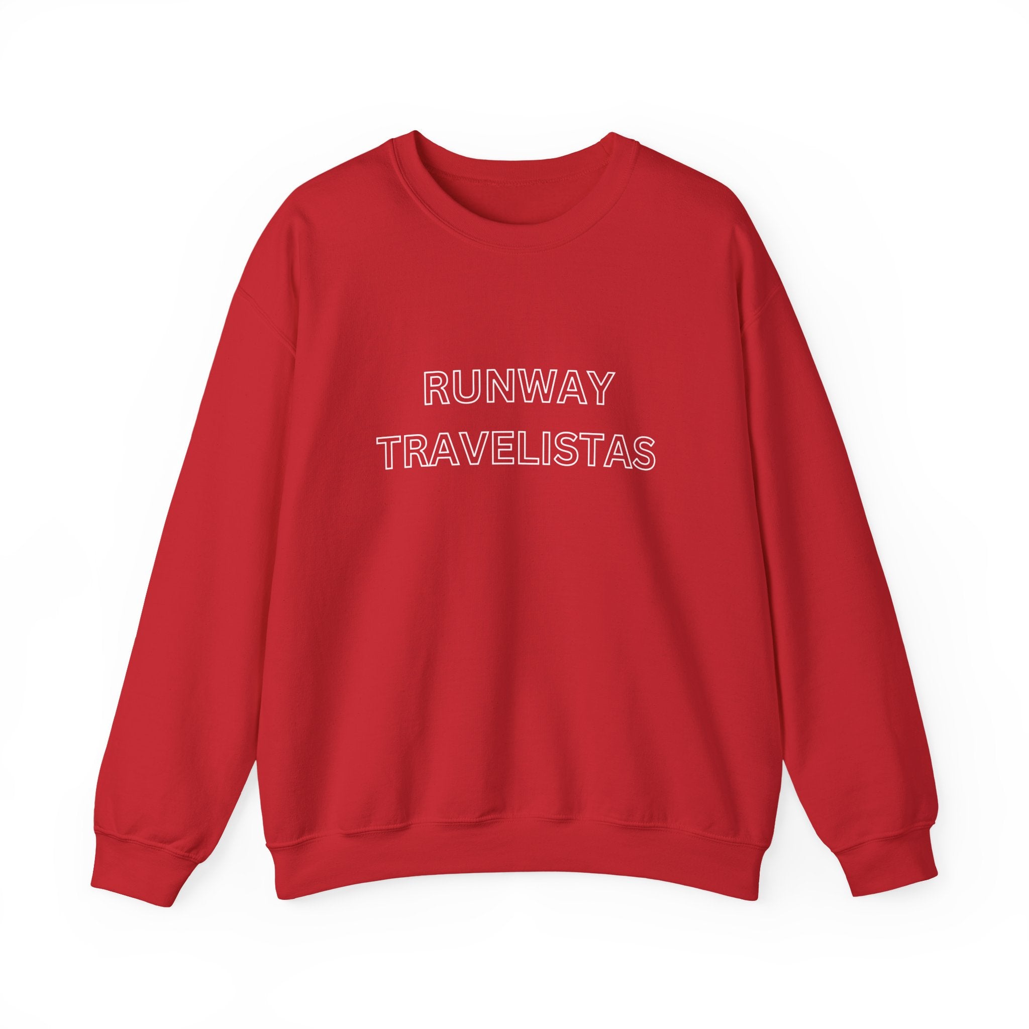 Hollowed Lettering Crewneck Unisex Sweatshirt — "Runway Travelistas" Minimal Travel Crewneck for Fashion-Forward Travelers