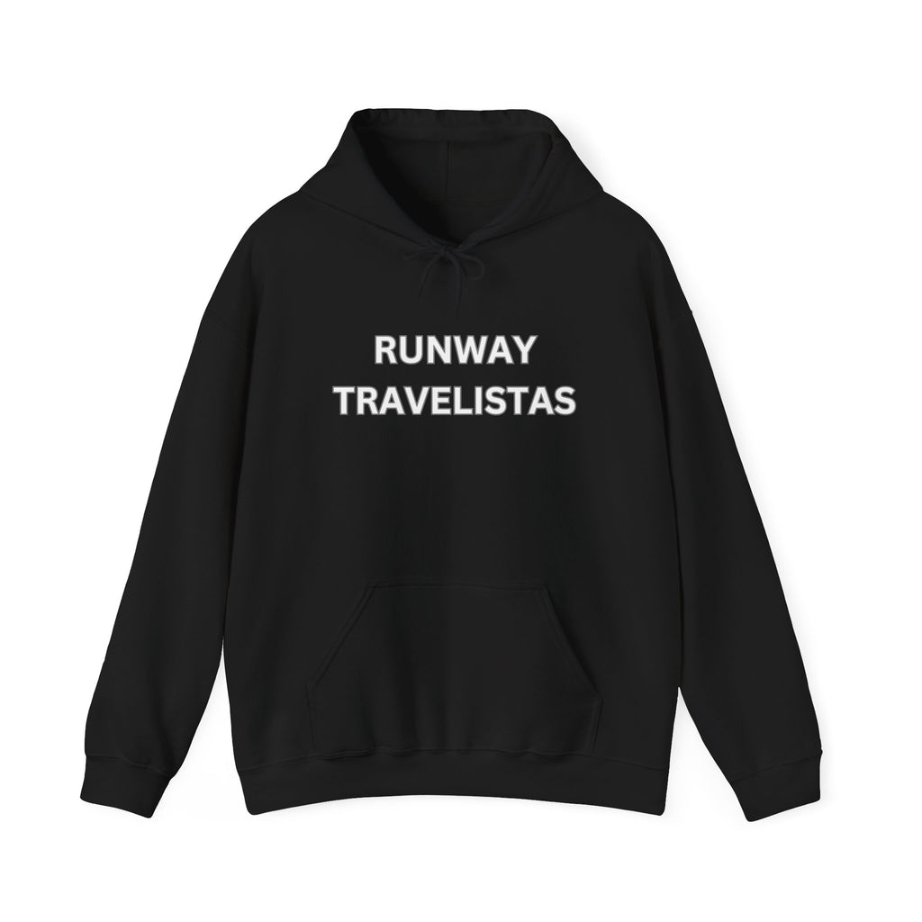 Runway Travelistas Solid Lettering Unisex Hoodie – Fashion-Forward Travel Crewneck