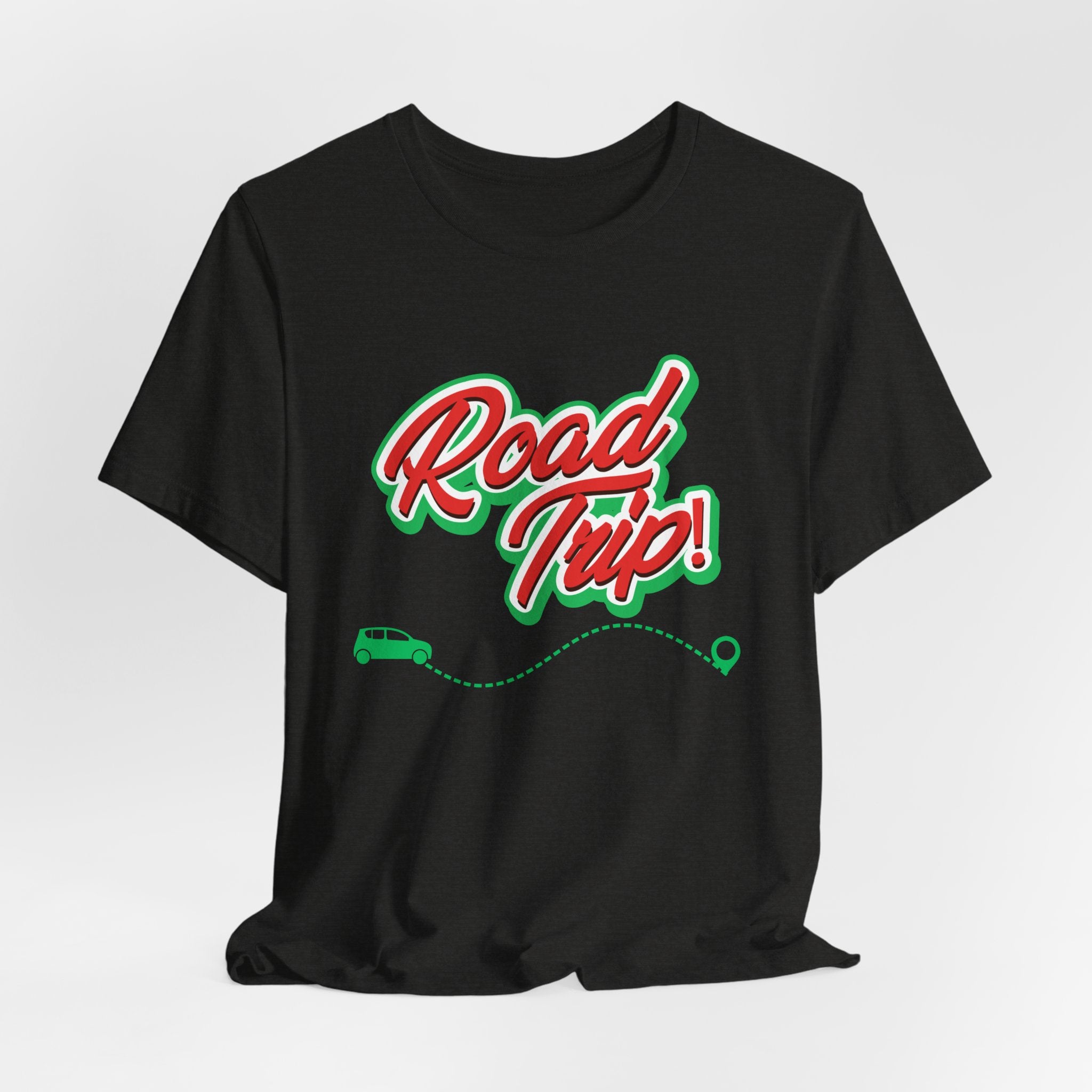 Road Trip Unisex T-Shirt — Retro Green & Red Car Travel Tee
