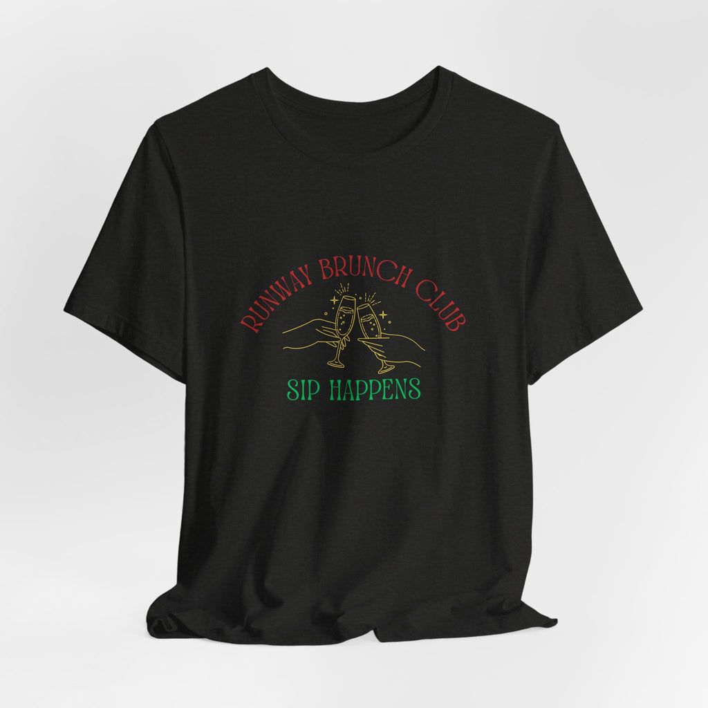 Brunch Club Brand Color Unisex T-Shirt - "Sip Happens" Graphic Tee