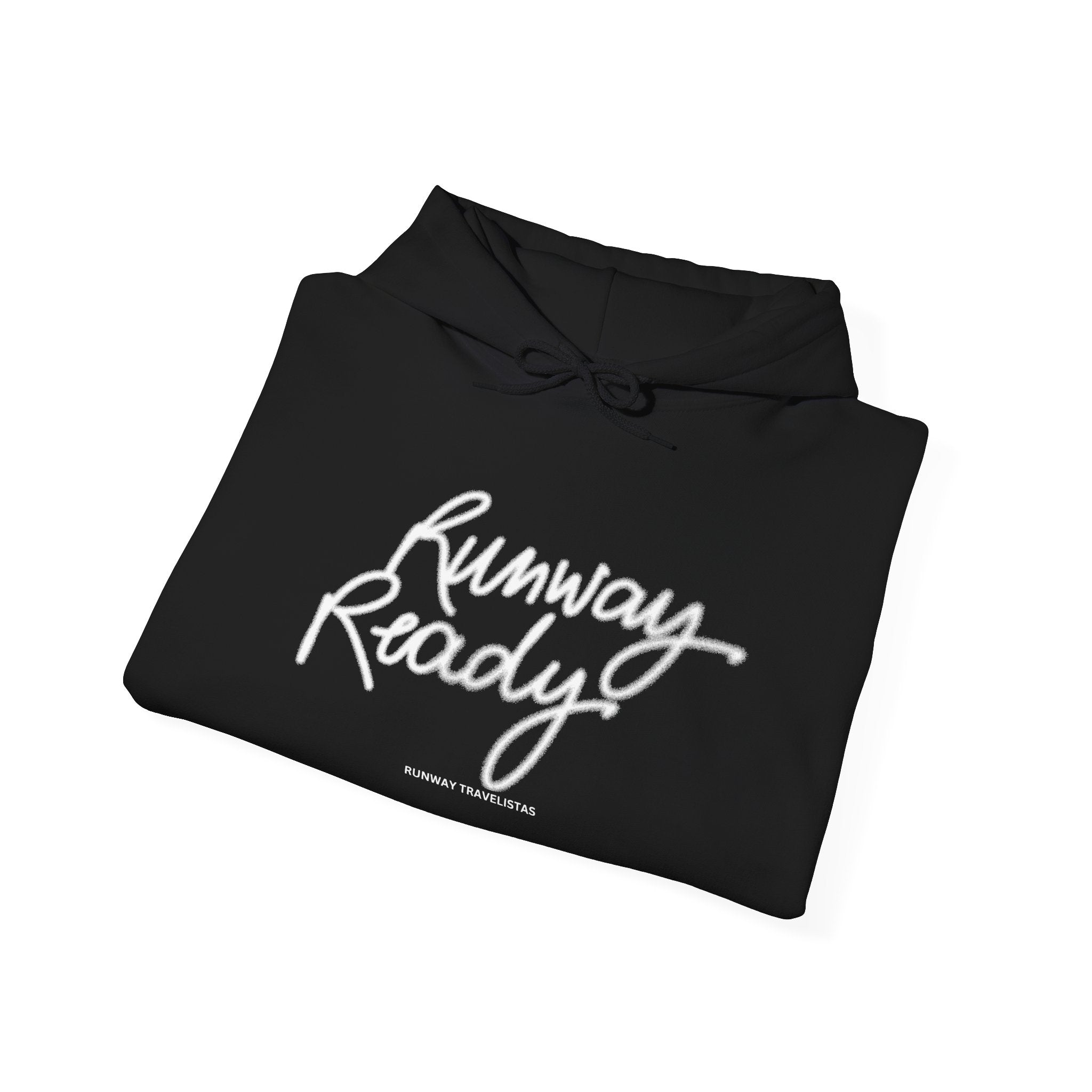 Runway Ready Unisex Hoodie — Fashion-Forward Black Graphic Sweatshirt