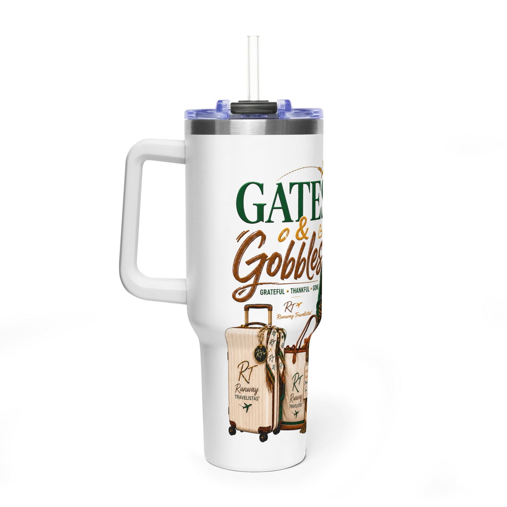 40oz Travel Tumbler — 'Gates & Gobbles' Thanksgiving Travel Thermal Cup