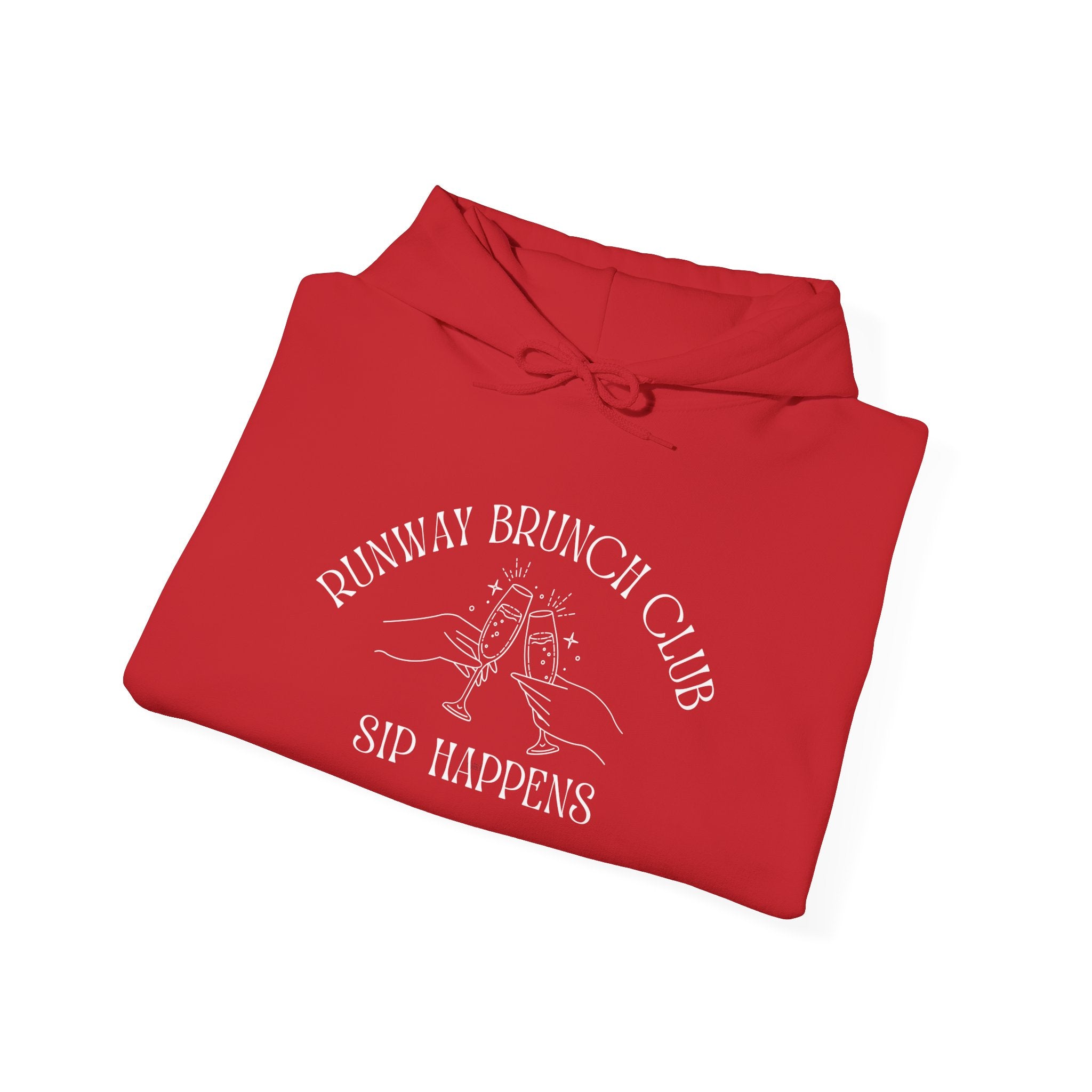 Unisex Hoodie - Runway Brunch Club “Sip Happens” Graphic Pullover, Runway Vibe Tribe Community Breakfast