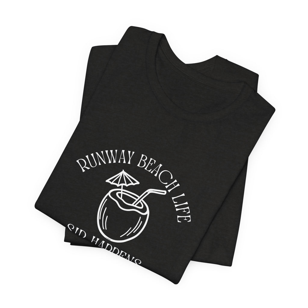Runway Beach Life Unisex Tee – “Sip Happens” Coconut Cocktail Shirt