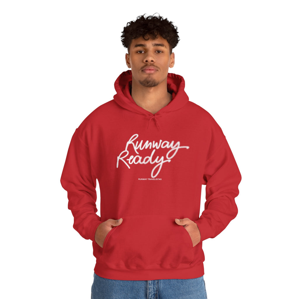 Runway Ready Unisex Hoodie — Fashion-Forward Black Graphic Sweatshirt