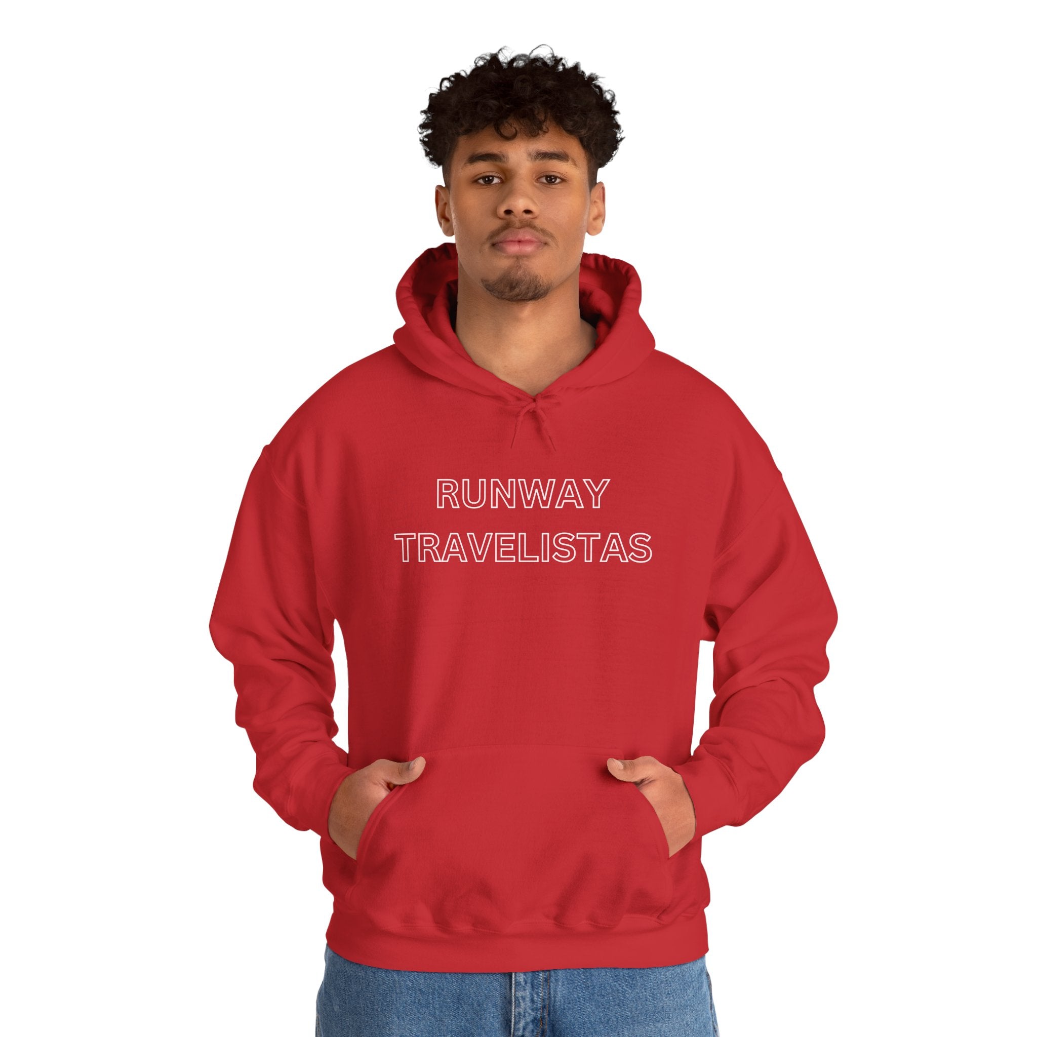 Runway Travelistas Hollowed Lettering Unisex Hoodie — Minimal Travel Graphic Pullover