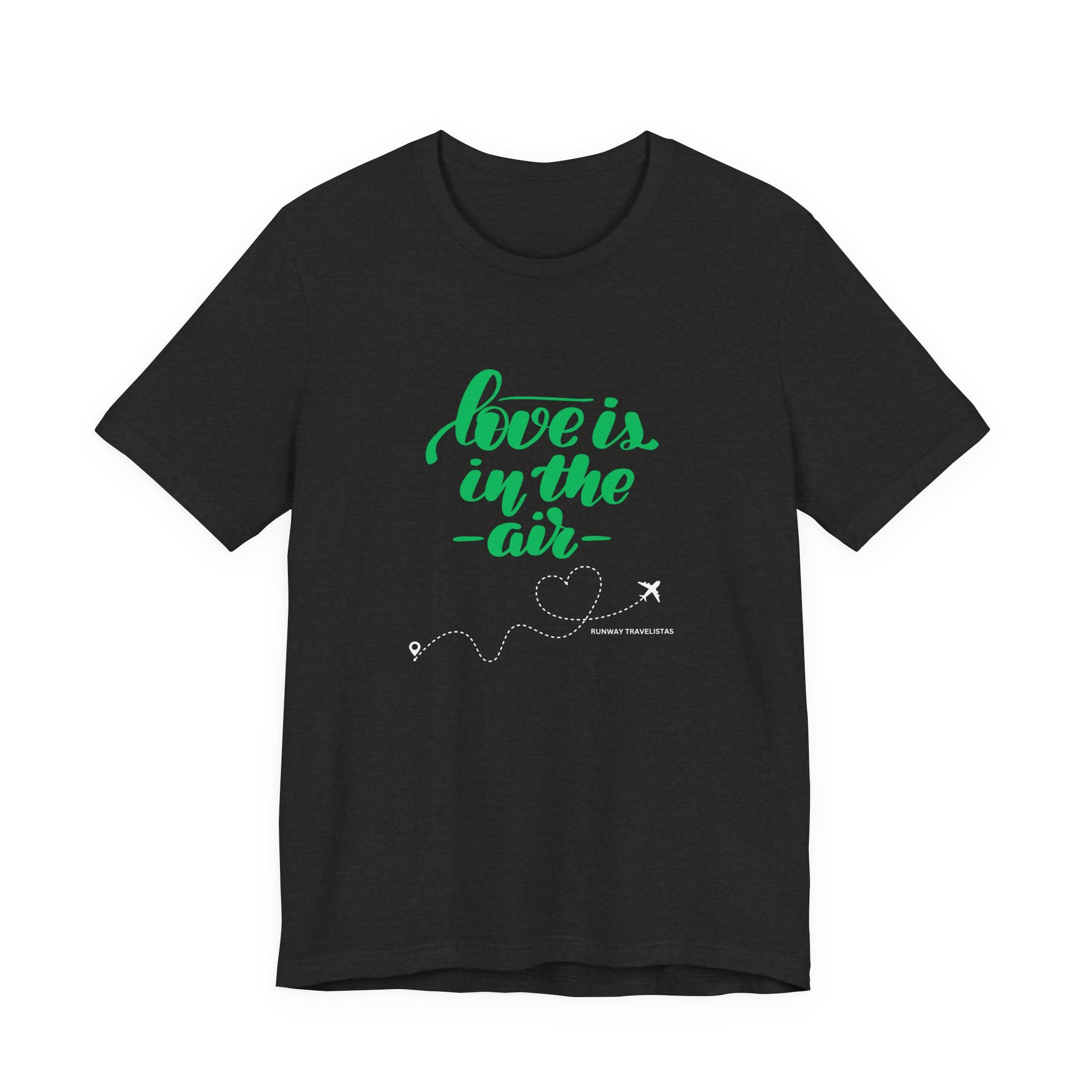 Love Is in the Air Unisex Tee — Romantic Travel Plane Heart T‑Shirt