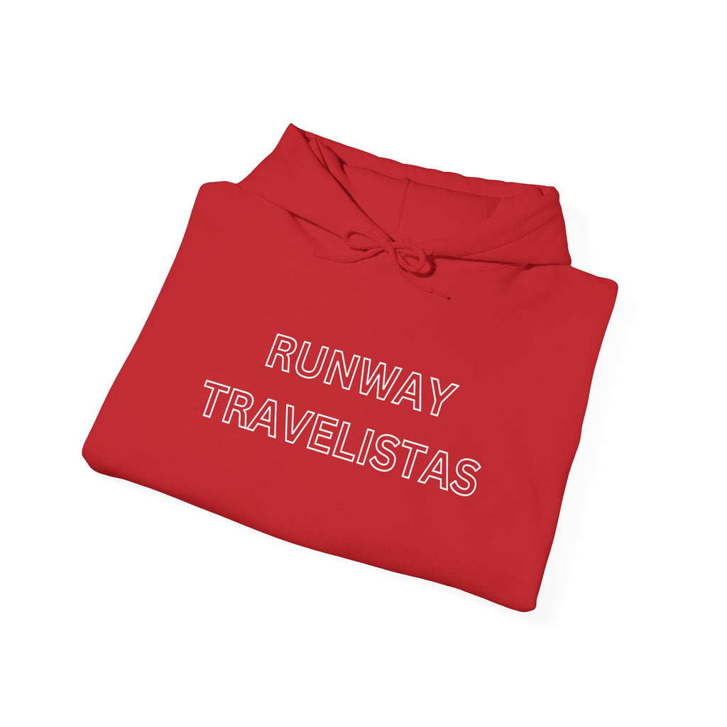 Runway Travelistas Hollowed Lettering Unisex Hoodie — Minimal Travel Graphic Pullover
