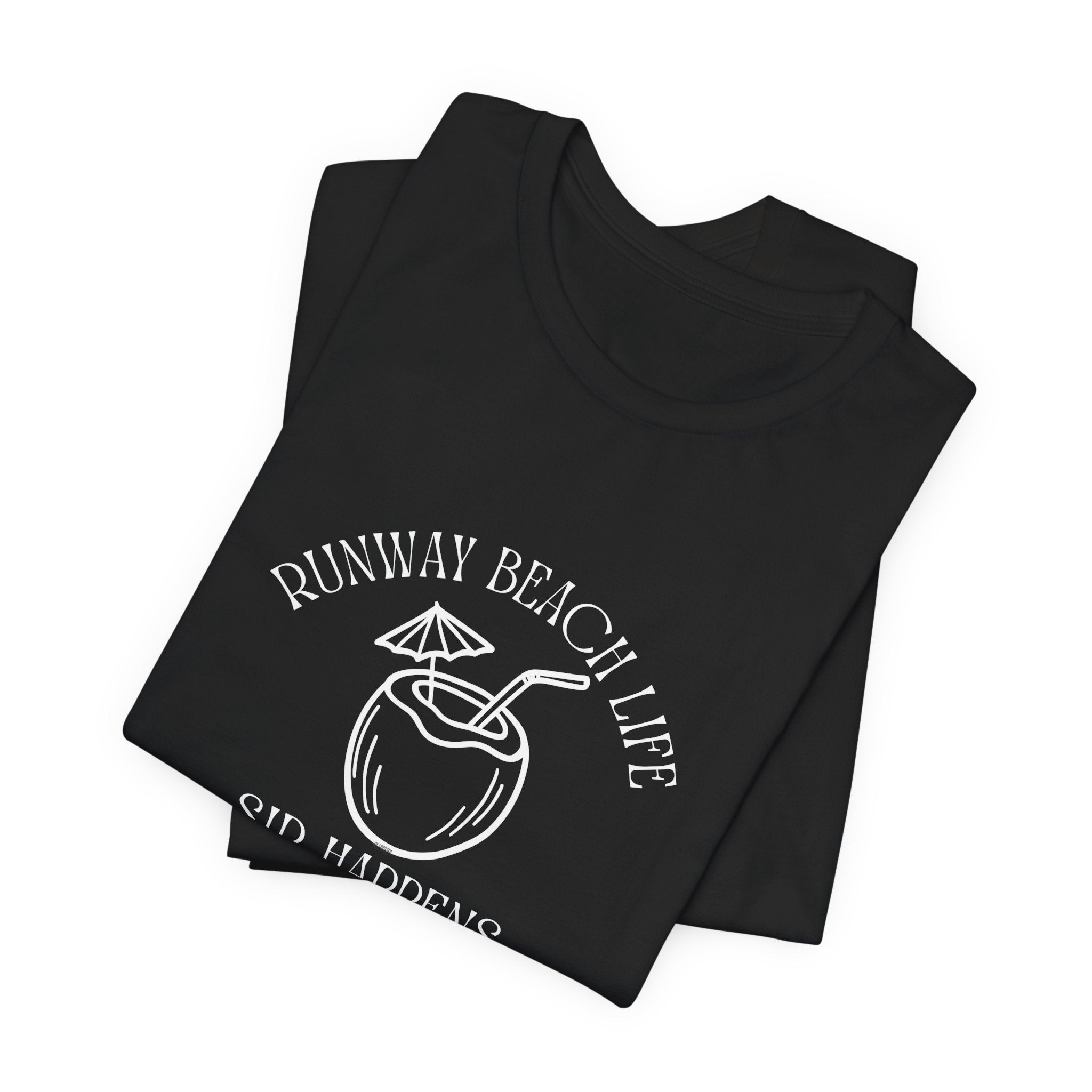 Runway Beach Life Unisex Tee – “Sip Happens” Coconut Cocktail Shirt