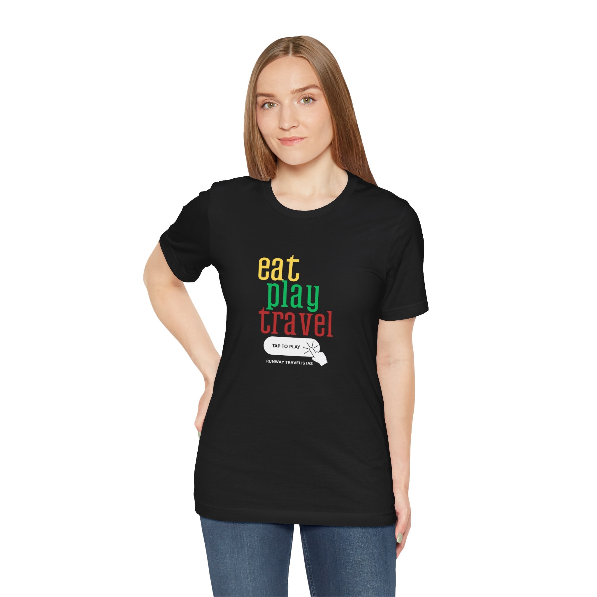 Travel Vibe Unisex Tee — "eat play travel" Minimalist Graphic T-Shirt Funny