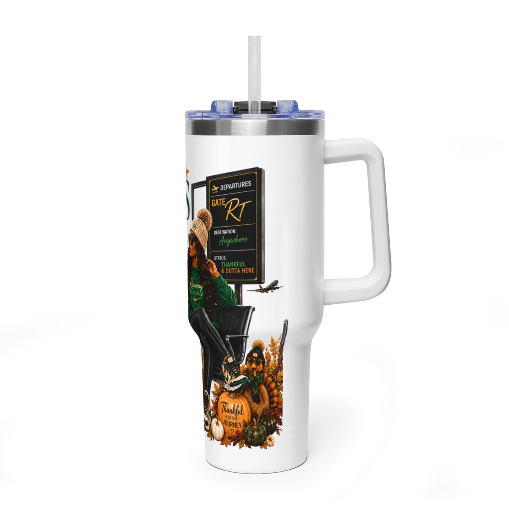 40oz Travel Tumbler — 'Gates & Gobbles' Thanksgiving Travel Thermal Cup