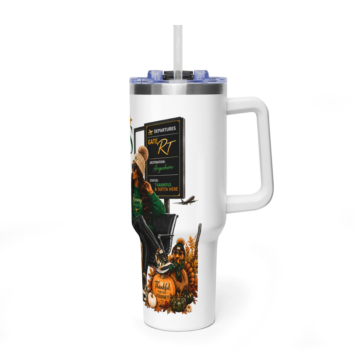40oz Travel Tumbler — 'Gates & Gobbles' Thanksgiving Travel Thermal Cup