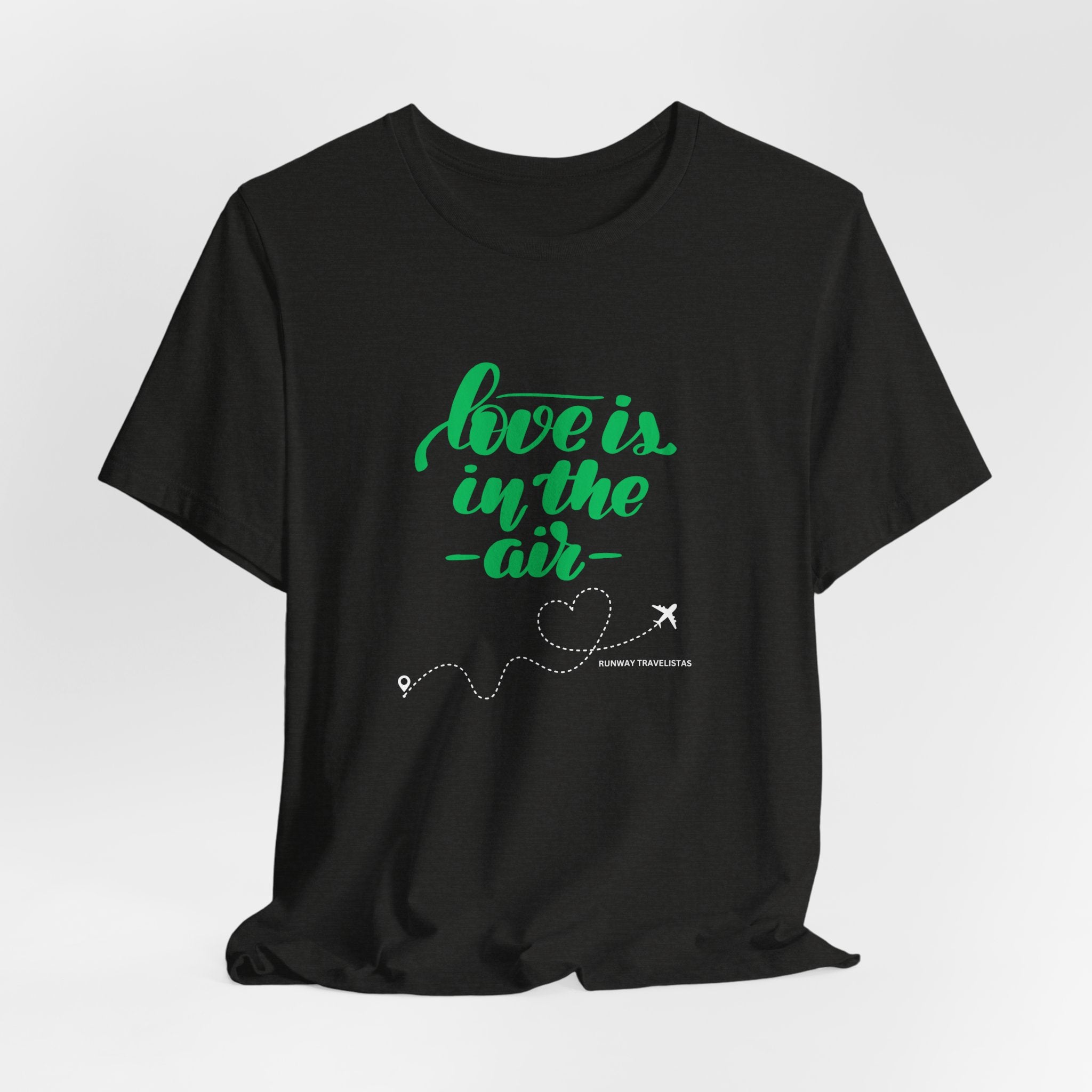 Love Is in the Air Unisex Tee — Romantic Travel Plane Heart T‑Shirt