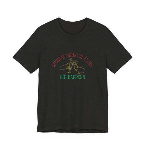 Brunch Club Brand Color Unisex T-Shirt - "Sip Happens" Graphic Tee
