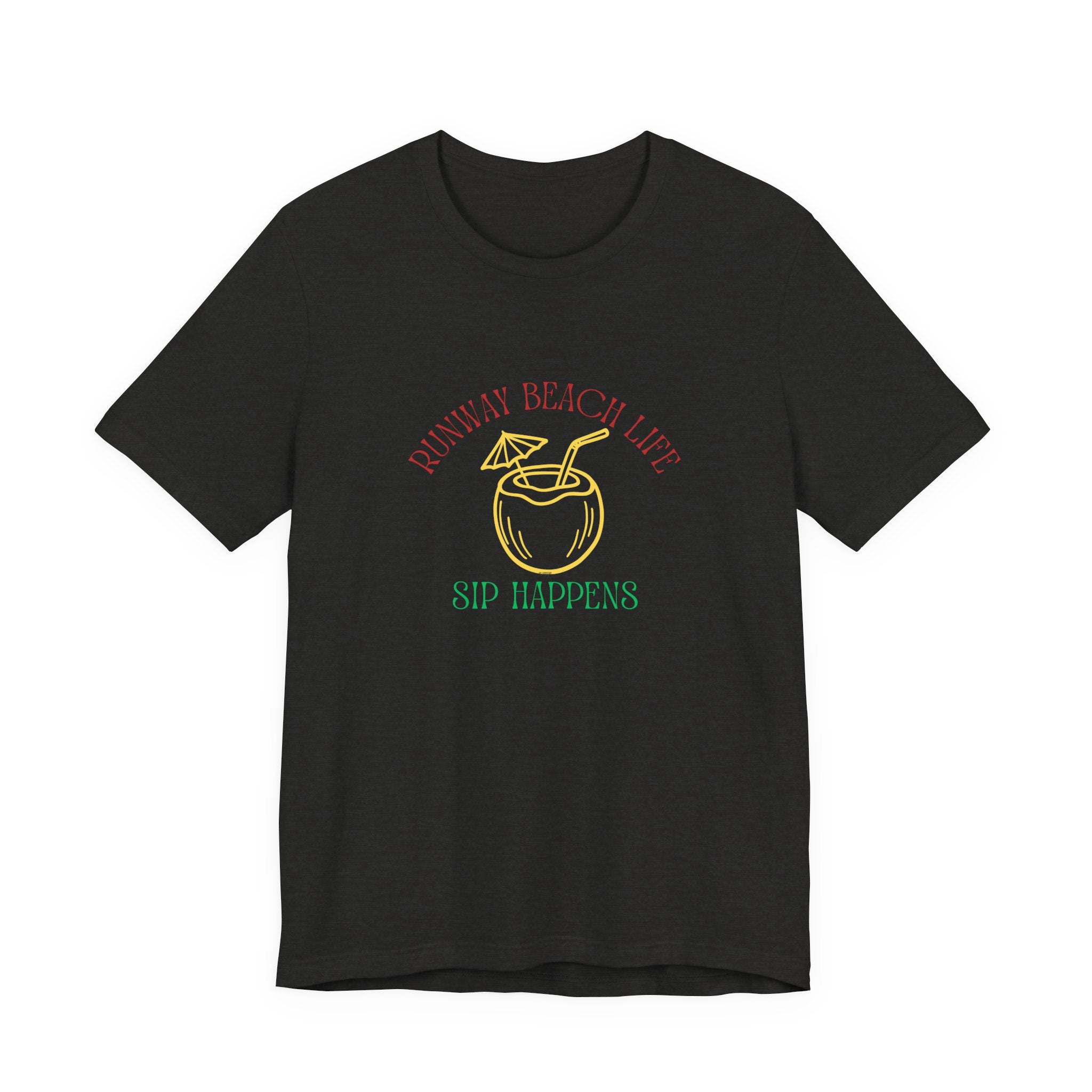 Runway Beach Life Brand Color Unisex Tee — “Sip Happens” Tropical Cocktail Shirt
