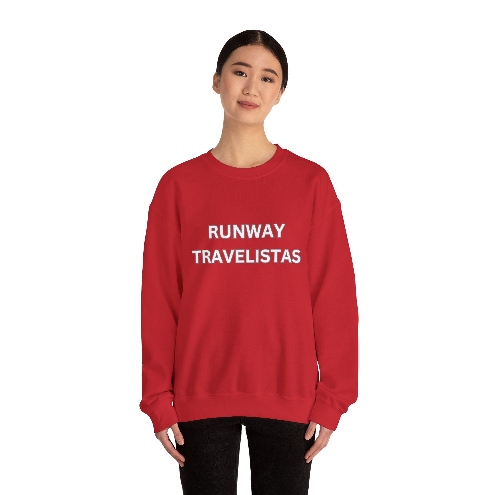 Runway Travelistas Solid Lettering Unisex Crewneck Sweatshirt