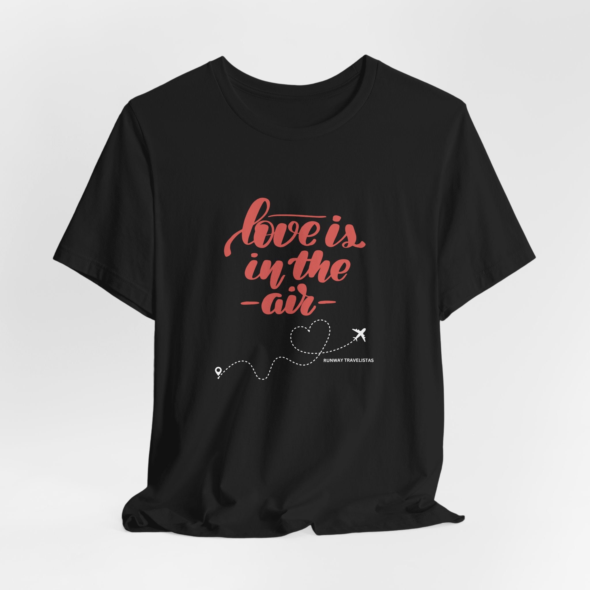 Love Is in the Air Unisex Tee — Romantic Airplane Heart Travel T‑Shirt